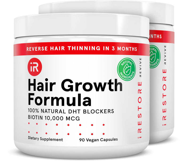 iRestore Hair Growth Supplement – Natural DHT Blockers & Multivitamin Blend – Vegan, Non-GMO, 90 Capsules – Supports Thicker, Stronger Hair for Men and Women – 2-Pack 90 Count (Pack of 2)