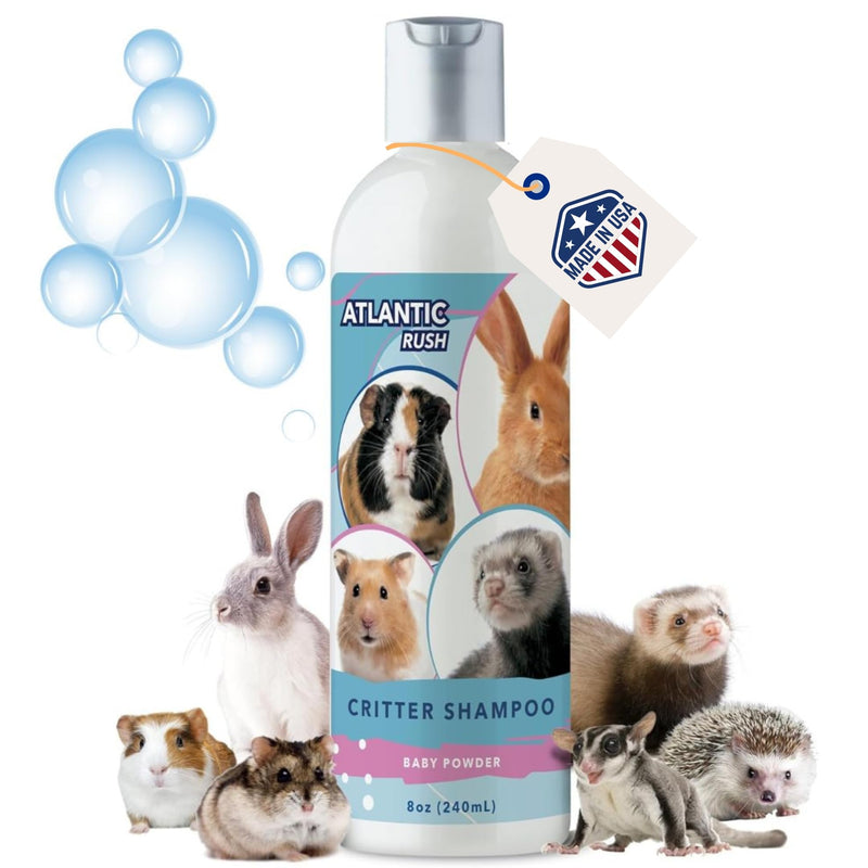 Critter Shampoo for Small Pets - 8oz Small Animal Baby Powder Scented Shampoo - Pet Shampoo for Small Critters Including Ferrets, Guinea Pigs, Rabbits, Hedgehogs, Hamsters & Sugar Gliders - PawsPlanet Australia