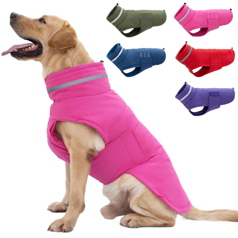 Dog Coat, Waterproof Dog Jacket Dog Winter Coat Dog Cold Weather Coats, Warm Windproof Dog Snow Jacket Clothes, Reflective Adjustable Turtleneck Dog Coats for Small Medium Large Dogs Pink - BeesActive Australia