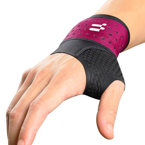 Ultra Thin Carpal Tunnel Wrist Brace with Soft Thumb Design (Not for Thumb Pain), Ajustable Compression Wrist Wraps with Mobility for Sports Work Typing Sleeping, Tendonitis, Arthritis Ulnar Pain L/XL Rose