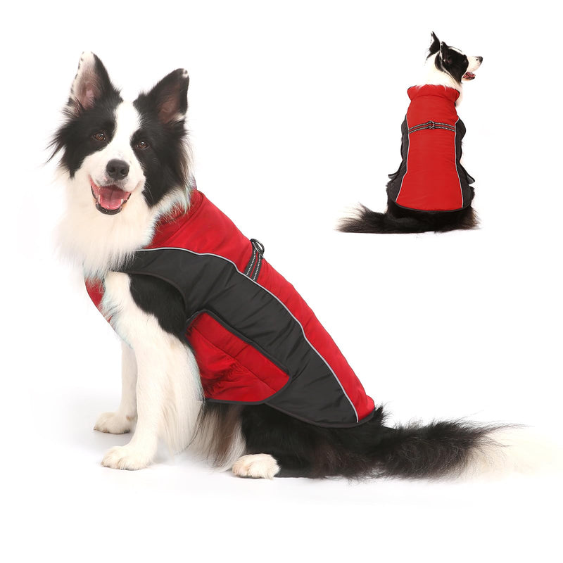 Warm Dog Winter Coat, Gimilife Dog Sweater Dog Cold Weather Coats Waterproof Dog Apparel Clothes Pet Jacket Padded Vest Outfit for Small Medium Large Dogs L ( 23-48 LB | 17.71"Neck Girth ) Red - BeesActive Australia