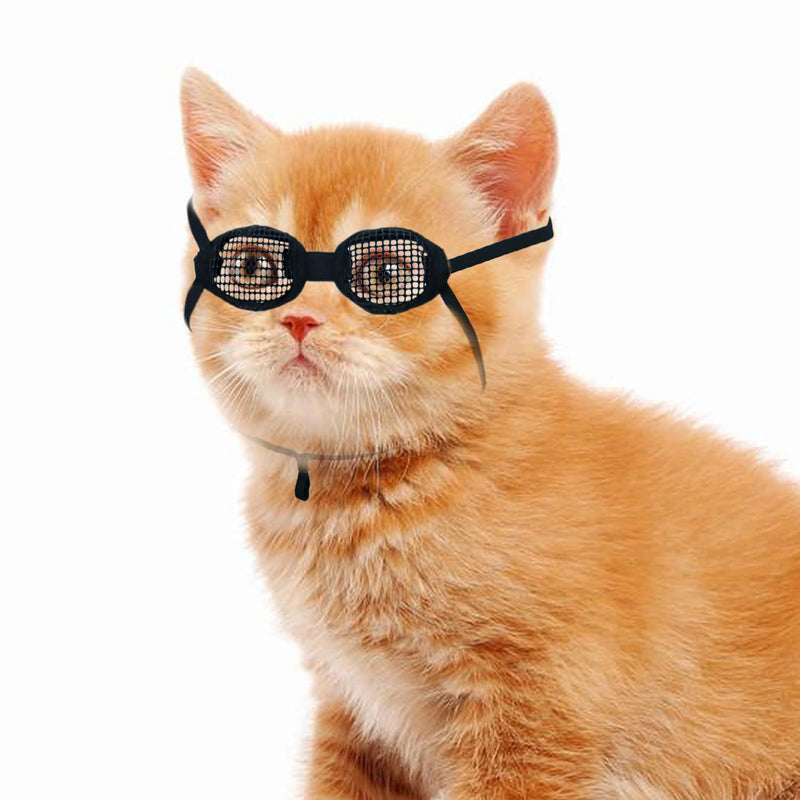 2 Pack Cats Mesh Eye Patch Cat Sunglasses Eye Mesh Cover Glasses Lightweight Cat Mesh Eyewear Eyepatch Eye Covering Wounds Protector for Kitten Pets Dogs