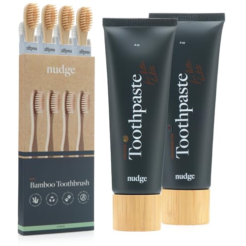 Nudge Nano Hydroxyapatite Toothpaste Orange Mint + Watermelon Mint + 4 Nudge Bamboo Toothbrushes