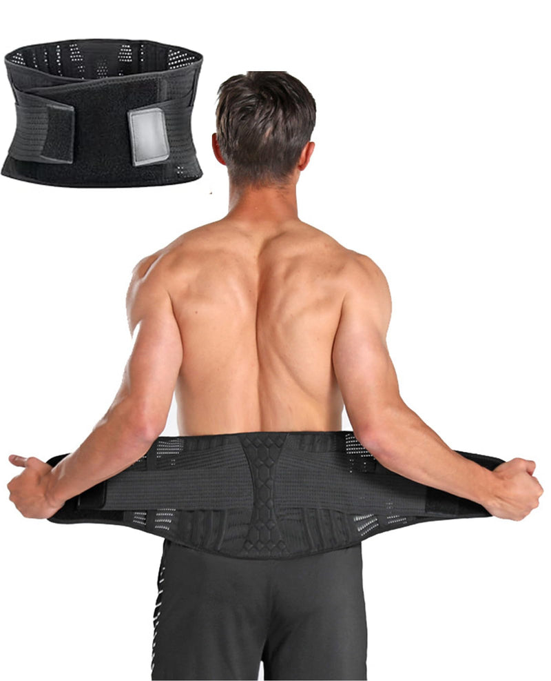 Waist Trimmer Belt for Men, Trainer Tummy Control, Adjustable Wide Sweat Wrap Body Shaper for Back Lumbar Support Medium Black