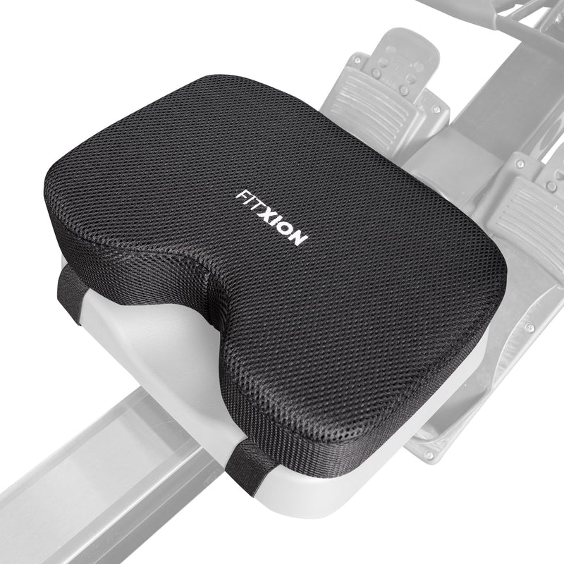 Rowing Machine Seat Cushion – Ergonomic Tail Bone Comfort Memory Foam Pad for Concept 2, Water Rower, Peloton or Recumbent Bike. Anti-Slip Base, Buckled Straps for Indoor Rowing Workouts