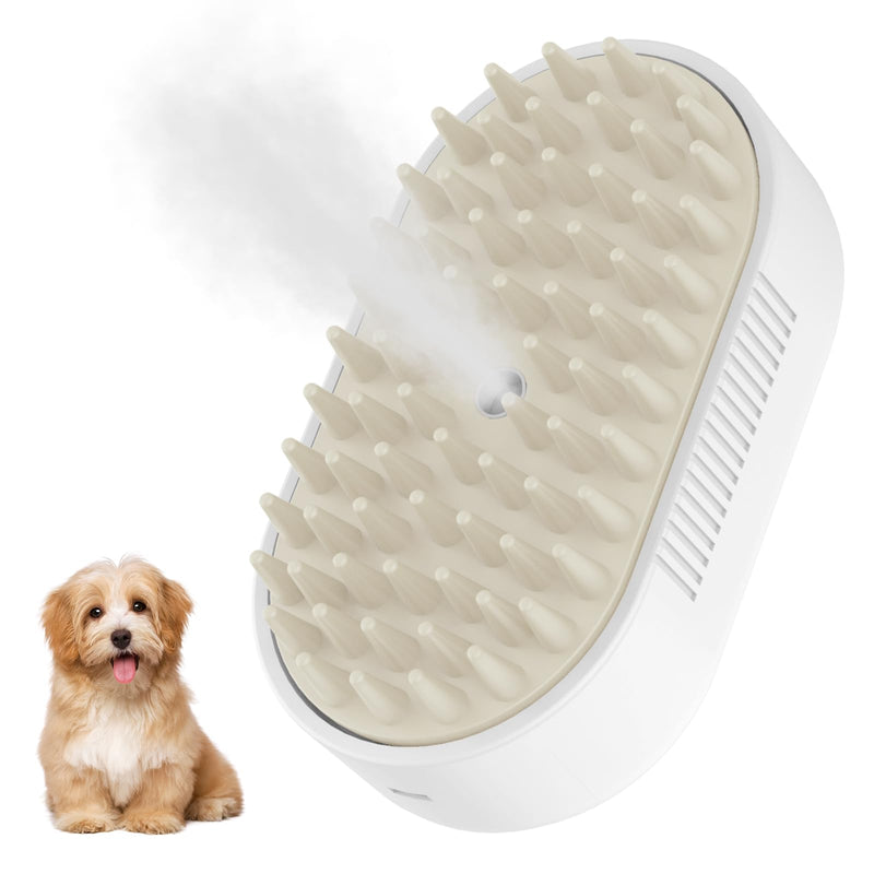 Cat Steam Brush,3 in 1 Steam Brush for Cats,Rechargeable Dog Steam Brush for Shedding,Spritz Defur Comb for Cats Massage andGrooming,Silicone Pet Steam Brush for Long and Short Hair Cats Dogs White - BeesActive Australia