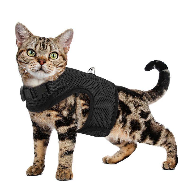 MoNiBloom Soft Cat Harness for Walking Escape Proof and Travel, Kitten Adjustable Breathable Vest Harness - Black, S - BeesActive Australia