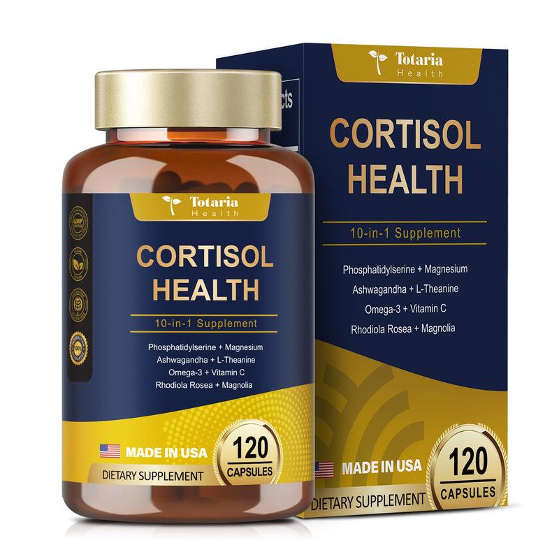 Totaria Cortisol Supplement for Women 120 Vegan Capsules Hormone Balance | with Ashwagandha,Magnesium,Rhodiola Rosea,L Theanine Mood, Focus, Sleep Support (Pack of 1) 120 Count (Pack of 1)