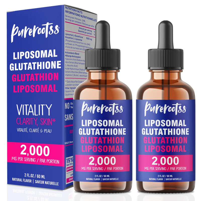 Liposomal Glutathione Liquid Supplement (Pack 2) with Vitamin C 2 Fl Oz (Pack of 2)