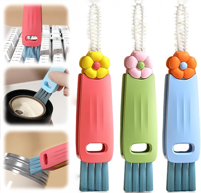 3 in 1 Cup Lid Cleaning Brush, 3 in 1 Multifunctional Cleaning Brush Portable Cup Lid Cleaner for Bottle Gap Tight Spaces Cup, Portable Cup Lid Cleaner with Brush, 3 Pcs 3pcs Multicolor - BeesActive Australia