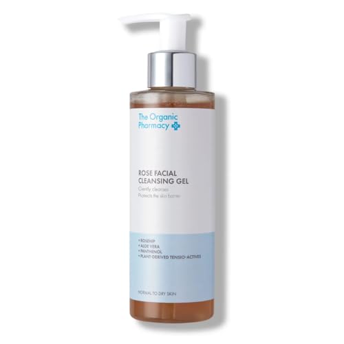 The Organic Pharmacy Rose Facial Cleansing Gel, 200ml - Cleanse and Refresh, Protect skin barrier, Rosehip, Rose Geranium, Calendula & Aloe, Organic 11%, Natural 91%