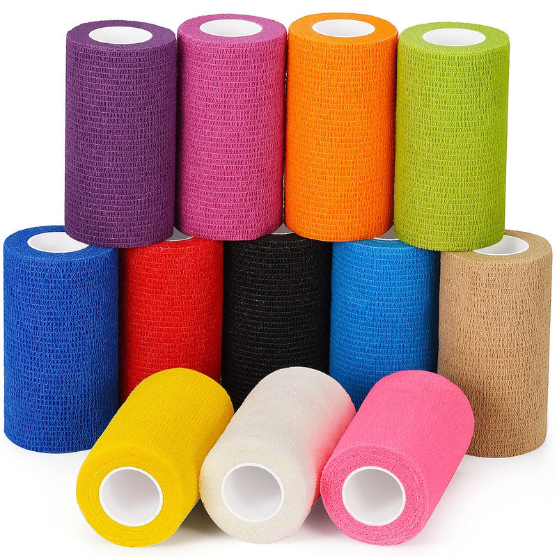 Self Adhesive Bandage Wrap 4 in x 5 Yds Vet Wrap for Horses Elastic Bandage for Ankle Wrist Athletic Tape Self Adherent Cohesive Bandage Wrap Sports Tape, 12 Pack 4 Inch - BeesActive Australia
