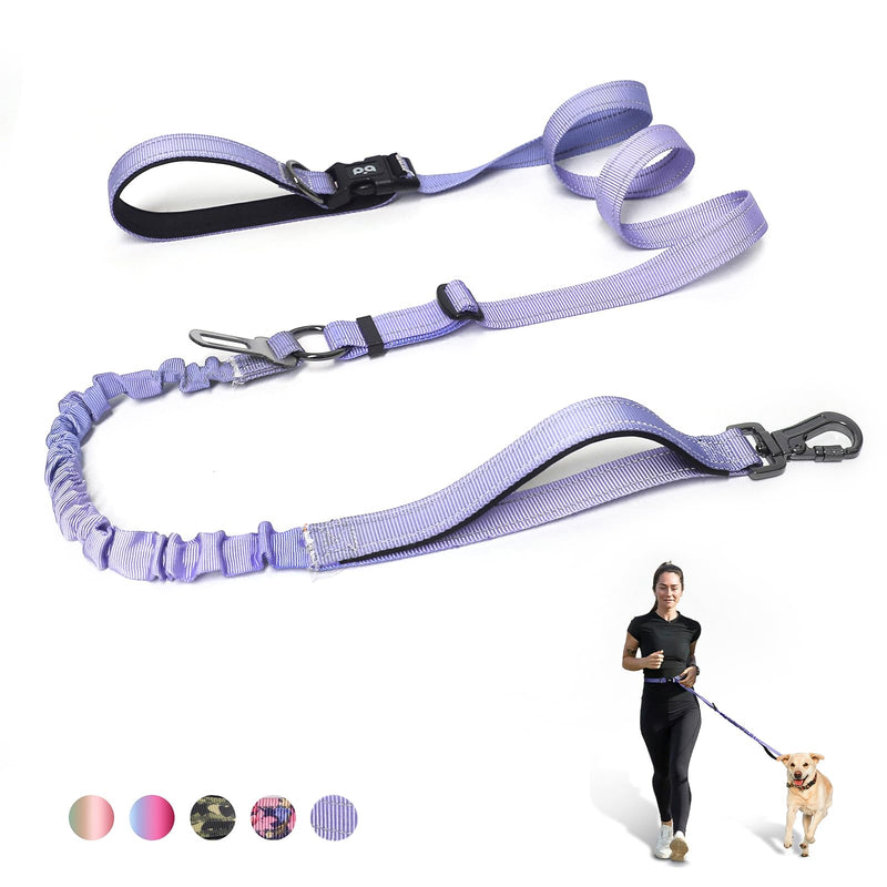 Hands Free Dog Leash, Adjustable Heavy Duty Bungee Waist Leash Belt for Medium Large Dogs Walking Running Hiking with Reflective(Purple) Purple - BeesActive Australia