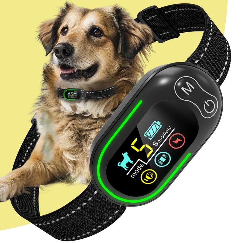 Bark Collar - Dog Bark Collar for Large Medium Small Dogs, Rechargeable Anti Bark Collar, Bark Collar with Beep Vibration Electric Shock Modes, 5 Adjustable Sensitivity, Classic Black - BeesActive Australia