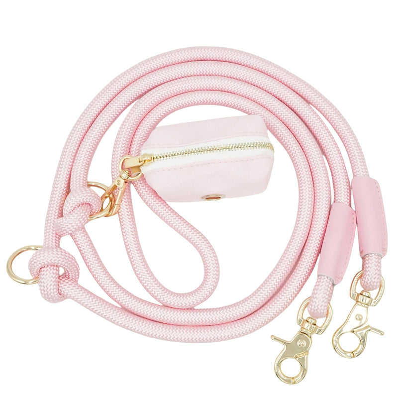 Hands Free Dog Leash with Pouch, 7FT Waist Crossbody Dog Leash with Pouch for Running Walking 7ft x 10mm Pink - BeesActive Australia
