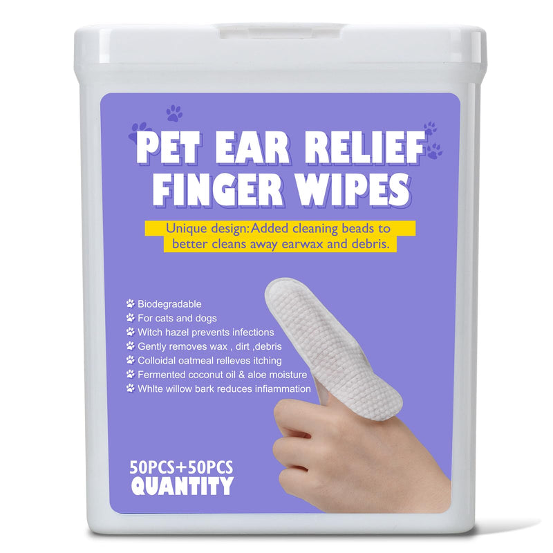 100Pcs Dog Ear Wipes, Pet Ear Cleaning Finger Wipes for Dogs & Cats, Soft Otic Cleaning Pads, Remove Wax, Dirt & Stop Smelly, Itchy, Non-Irritating Sooths & Deodorizes, Extra Wide Ear Wipes For Dog - BeesActive Australia