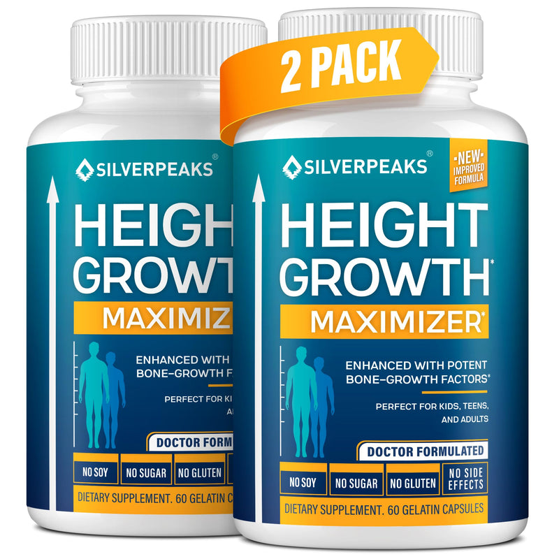 Bone & Natural Growth Support for Kids & Teens - 60 pcs (2-Pack) | Calcium, Zinc, Vitamin D3 - Bone Strength & Joint Support - with L-Arginine, Glutamine, Creatine, GABA - Hormone Free 60 Count (Pack of 2)