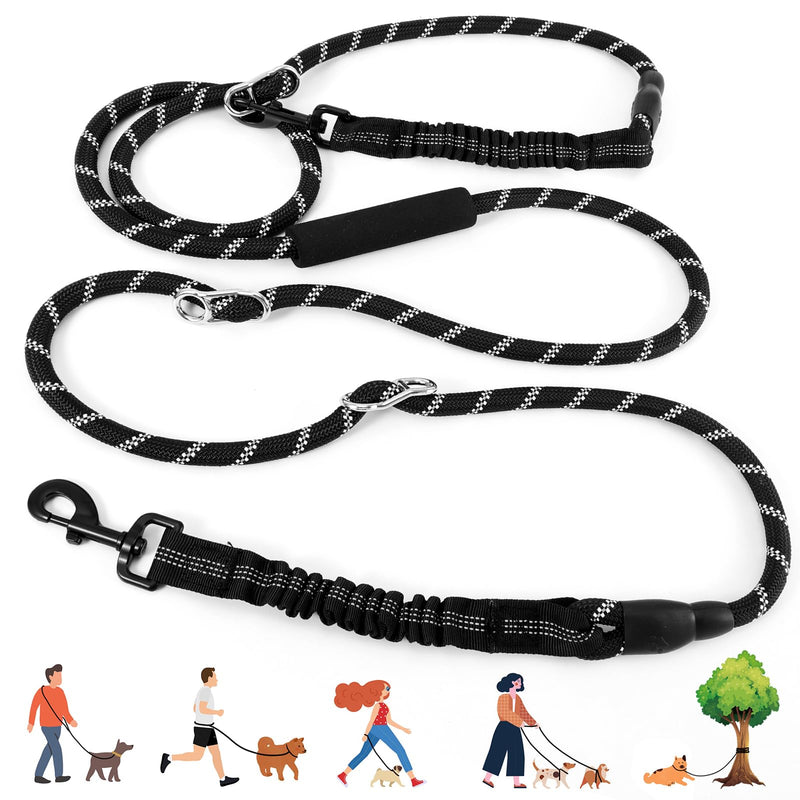 Heavy Duty Hands Free Dog Leash, 10FT Adjustable Handsfree Dog Training Leash with Shock Absorbing Bungee, No Pull Tangle Free Reflective Body Waist Leash for Dog Walking Running Black - BeesActive Australia