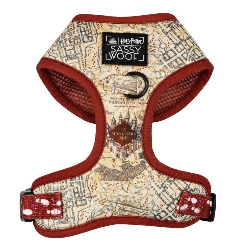 Dog Adjustable Harness - Harry Potter™ Marauder's Map™ - L, Breathable Mesh, No Pull Design with Two D-Rings, Ideal for Large Dogs - BeesActive Australia