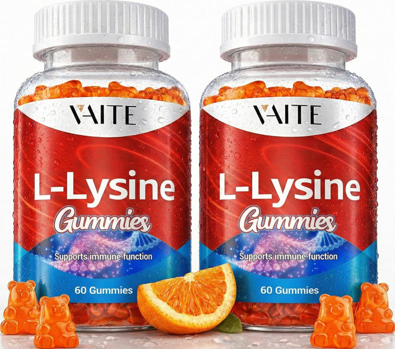 L-Lysine 1000mg Gummies - Supports Skin, Lip, Vegan, Gluten Free, 60 Chewable Lysine for Adults, Vitamins Tissue Health & Immune System, Amino Acid Vitamin Supplement & Complex Supplements (2 Pack) 2 Pack