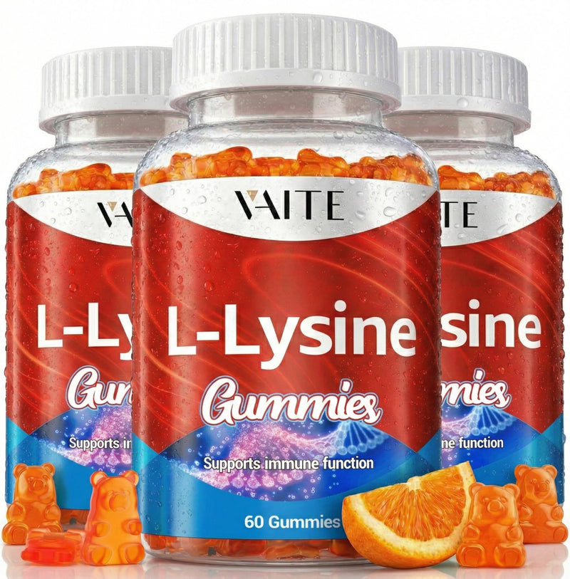 L-Lysine 1000mg Gummies - Supports Skin, Lip, Vegan, Gluten Free, 60 Chewable Lysine for Adults, Vitamins Tissue Health & Immune System, Amino Acid Vitamin Supplement & Complex Supplements (3 Pack) 3 Pack