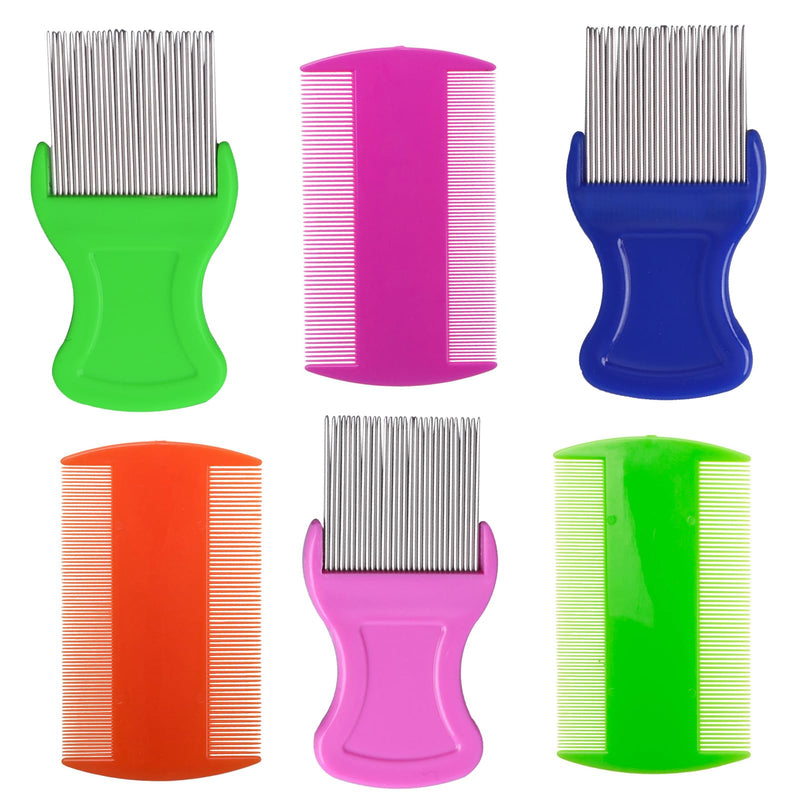HESSION 6 Pack Flea Lice Combs Removal Dandruff Comb with Metal Teeth Double Sided Fine Combs Metal Teeth Flea Lice Combs for Pets Kids Adults (Random) Random - BeesActive Australia