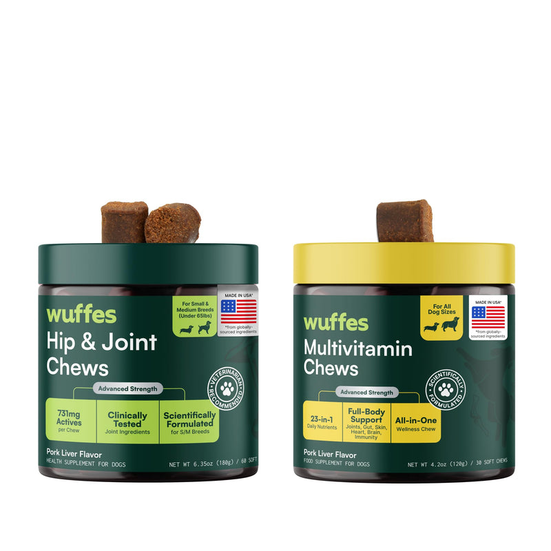 Wuffes Hip and Joint Supplement for and 23-in-1 Multivitamin Bundle for Dogs (Small & Medium Breed) Small & Medium Breed