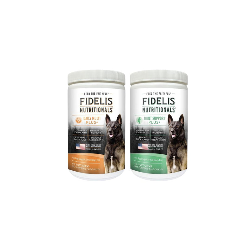 FIDELIS Dog Multivitamin Chewable (60 Vitamin Soft Chews) - FIDELIS Dog Joint Supplement for Large & Small Breeds (60 Soft Chews) - BeesActive Australia