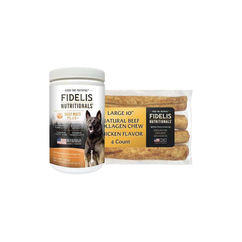 FIDELIS Dog Multivitamin Chewable (60 Vitamin Soft Chews) - Fidelis Collagen Chews Sticks for Dogs – Natural, Healthy Chew for All Dog Sizes - 4 Pack - BeesActive Australia
