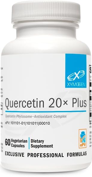 XYMOGEN Quercetin 20× Plus - Quercetin Phytosome Supplement for Immune & Respiratory Support - With Vitamin C & Nettle Leaf - 60 Capsules 60 Count (Pack of 1)