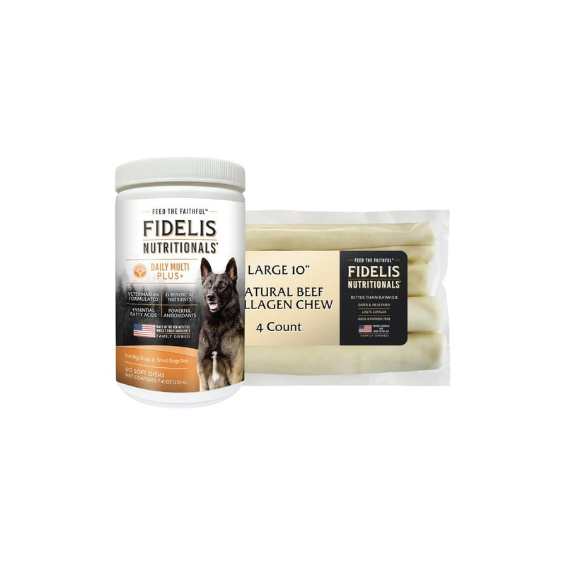 FIDELIS Dog Multivitamin Chewable (60 Vitamin Soft Chews) - Fidelis Collagen Chews Sticks for Dogs – Natural, Healthy Chew for All Dog Sizes - 4 Pack - BeesActive Australia