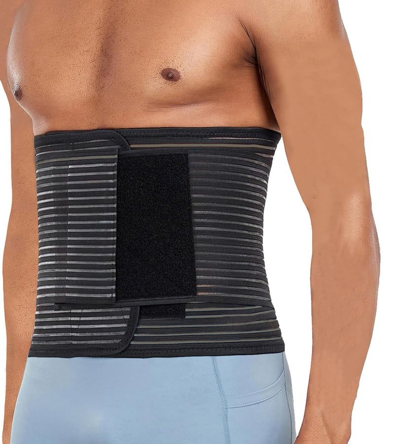 Abdominal Binder Post Surgery Hernia Support Belt Belly Wrap for Men Women, Post-Surgery Stomach Compression Belly Band for Post C Section, Natural Birth, Abdominal Injuries (Black, X-Large) Black