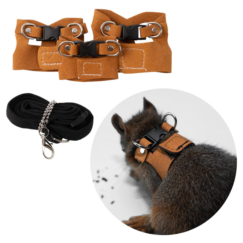 3Pcs Rat Harness and Leash, Small Animal Training Walking Vest Leash Adjustable Traction Rope Strap for Squirrel Gerbil Chinchilla Rat (Brown) Brown - BeesActive Australia