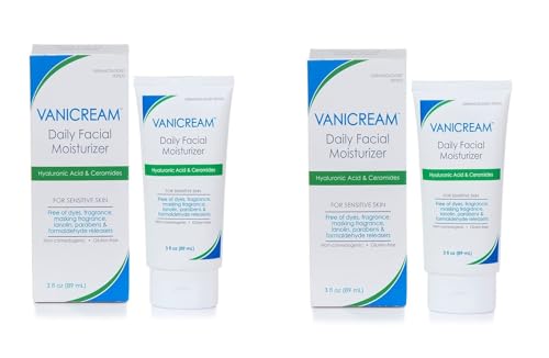 Vanicream Daily Facial Moisturizer With Ceramides and Hyaluronic Acid - Formulated Without Common Irritants for Those with Sensitive Skin, 3 fl oz (Pack of 2) 3 Fl Oz (Pack of 2)