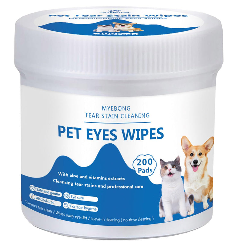 Eye Wipes for Dogs, 200 Pads Pet Tear Stain Cleaning Wipes for Eye Care of Dogs and Cats, Mild Ingredient, Gently Remove Pet Tear Stain, Eye Debris, Discharge, Mucus Secretions - Safe Ingredients - PawsPlanet Australia