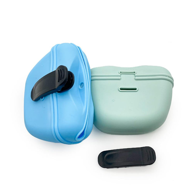2 Pcs Silicone Dog Treat Pouch,Portable Dog Training Pouch for Treats with Magnetic Closure and Clip,Snacks and Treats to Take Along With Your Dog When Walking(Sky Blue + Light Green) - BeesActive Australia