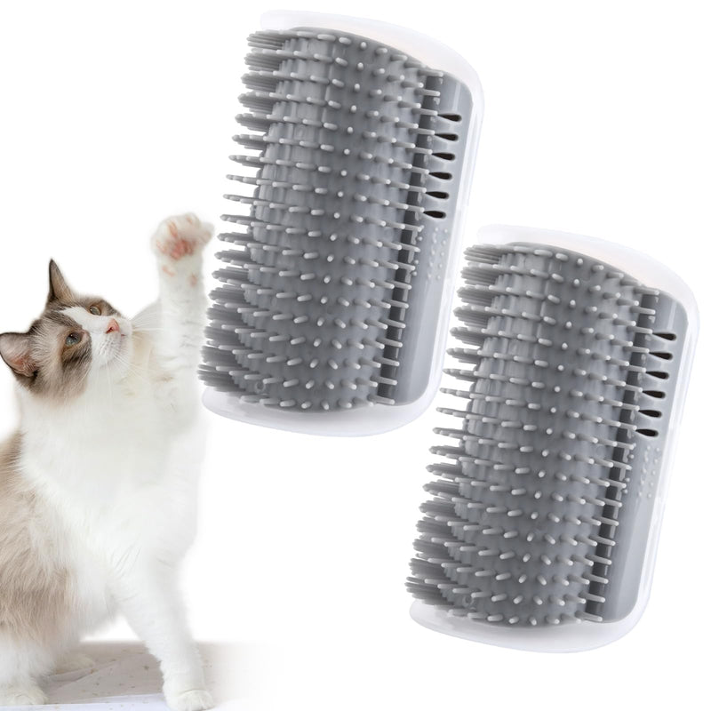 2Packs Cat Self Groomer, Cat Wall Corner Scratcher with Catnip, Soft Cat Brushes, Self Grooming Cats Brush Wall Corner Massager Combs for Long Short Fur Kitten Indoor Cats （Grey） Grey - BeesActive Australia