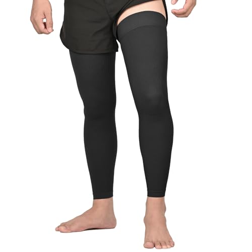 KEKING Full Leg Compression Sleeves, 20-30mmHg Graduated, Unisex, Running All Black Large
