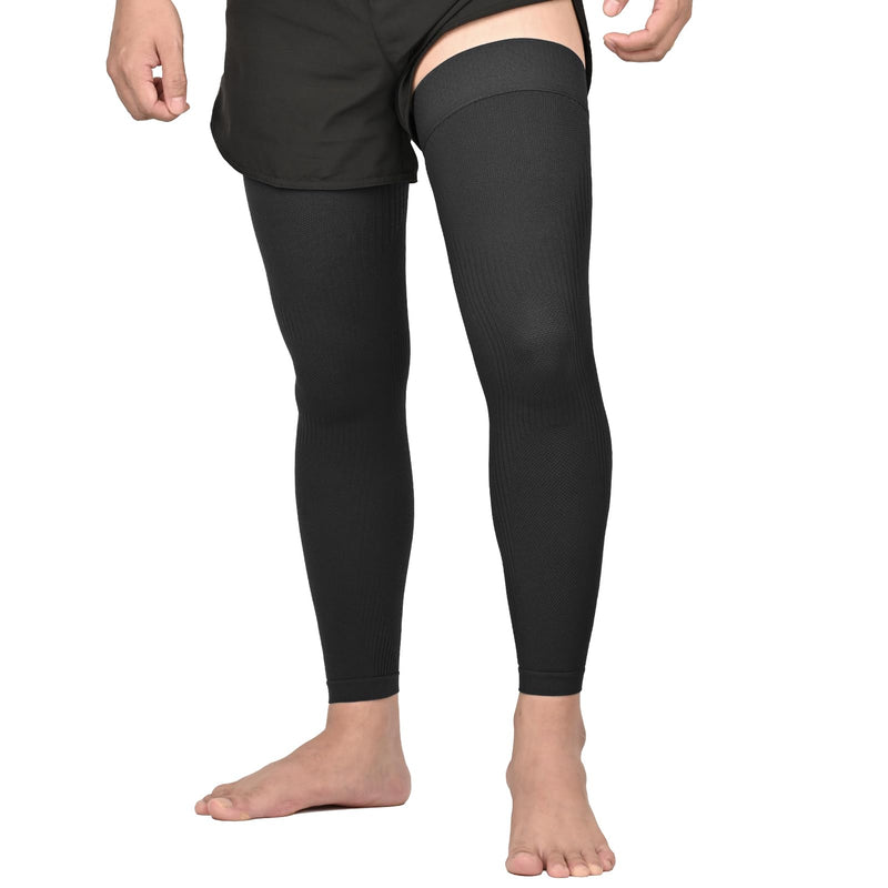 KEKING Full Leg Compression Sleeves, 20-30mmHg Graduated, Unisex, Running All Black X-Large
