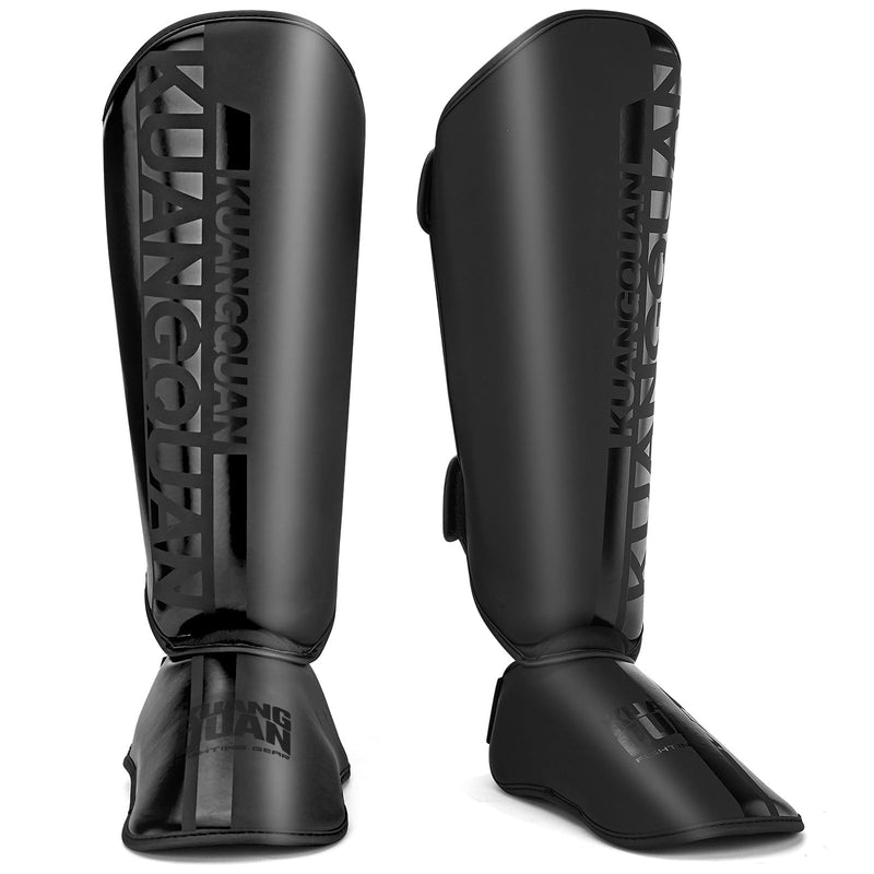 Muay Thai Shin Guards for Men,Women,Lightweight,Martial Arts Kicking Leg Instep Protection Pads Sparring Gear,for Kickboxing MMA Training,Professional Equipment Large Black/Black - BeesActive Australia
