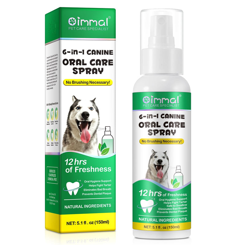Oral Care Spray for Dogs, Pet Breath Dental Care Spray with Natural Ingredients, Dog Breath Freshener for Bad Breath, Plaque and Tartar, Pet Health Supplies Teeth Treatment Spray - 5.1 Fl Oz / 150ml - PawsPlanet Australia