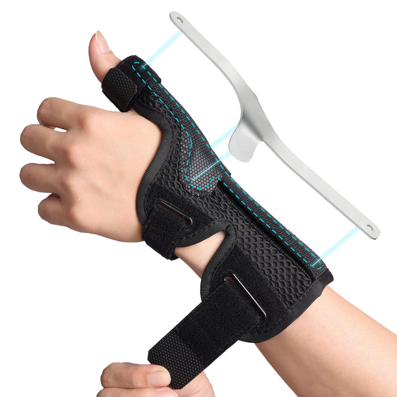 DrFinger Thumb Brace Spica Splint for Right & Left Hand, De Quervain's Tenosynovitis Splint, Breathable Wrist & Thumb Stabilizer, for Trigger Thumb, Arthritis, Tendonitis, Men and Women -Black (L/XL) L/XL Black