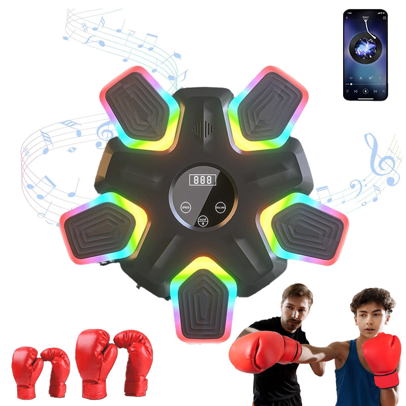 Music Punching Machine with Boxing Gloves, Music Punching Machine for Adults and Kid, Wall Mounted Colorful LED Boxing Music Workout Machine for Home and Gym, 17 Inch - BeesActive Australia