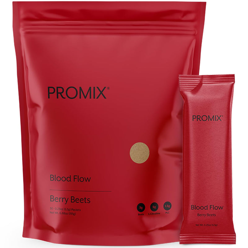 ProMix Nutrition Blood Flow - Nitric Oxide Supplement with Organic US Beet Root Powder - Cold Pressed, Low Temp Dehydration - 30 Servings Berry 0.23 Ounce (Pack of 30) - BeesActive Australia