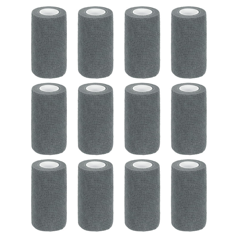 MECCANIXITY Elastic Cohesive Bandage Wrap Breathable Self Adhesive Athletic Tape Roll Black for Sports Wrist Ankle Support Gray 4 Inch x 5 Yards - BeesActive Australia