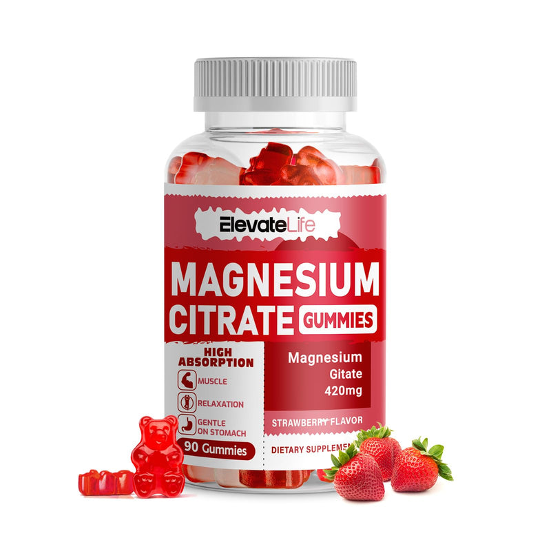 Magnesium Glycinate Gummies 1000mg - Sugar Free Magnesium Potassium Supplement with Vitamin D, B6, CoQ10 for Calm Mood & Sleep Support - 60 Strawberry Gummies