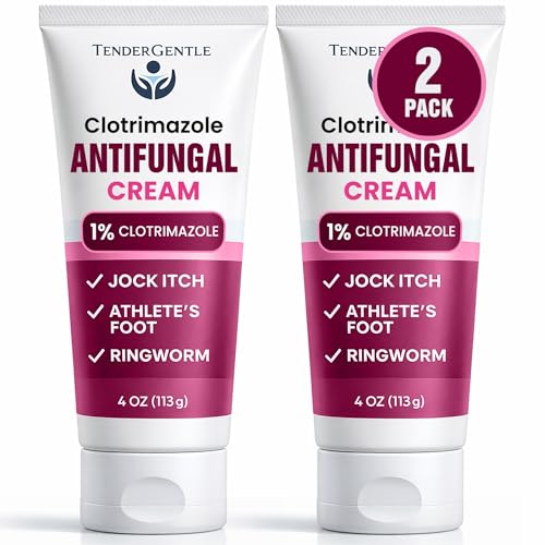 Clotrimazole Antifungal Cream for Skin - 2 Pack with 4 oz. of Clotrimazole Cream for Jock Itch, Athletes Foot Treatment, and More