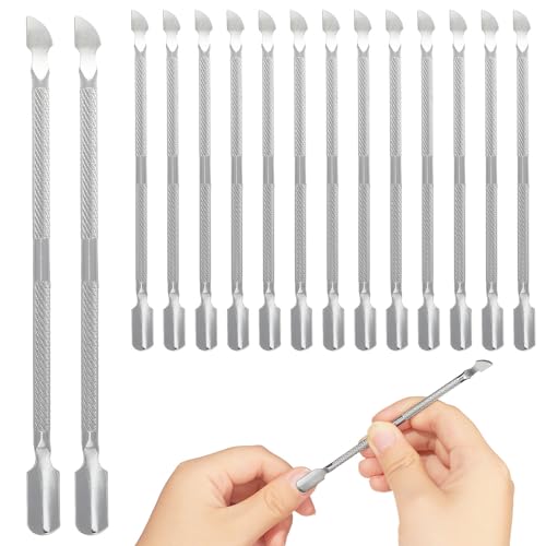 15 Pieces Stainless Steel Cuticle Pusher and Cutter, Double Ended Cuticle Cleaner Remover Metal Manicure Pedicure Nail Tools for Fingernails, Toenails