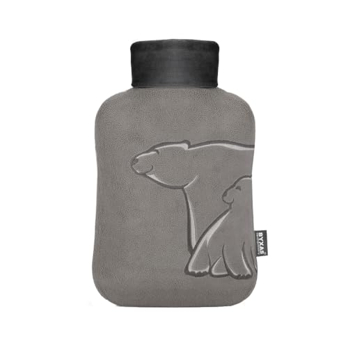 Hot Water Bottle with Cover, Hot Water Bag for Pain Relief, Heating Pad, Hot and Cold Therapies, Hand Warmers, BPA Free, Ideal for Menstrual Cramps, Neck and Shoulder Pain Relief (Grey) Gray