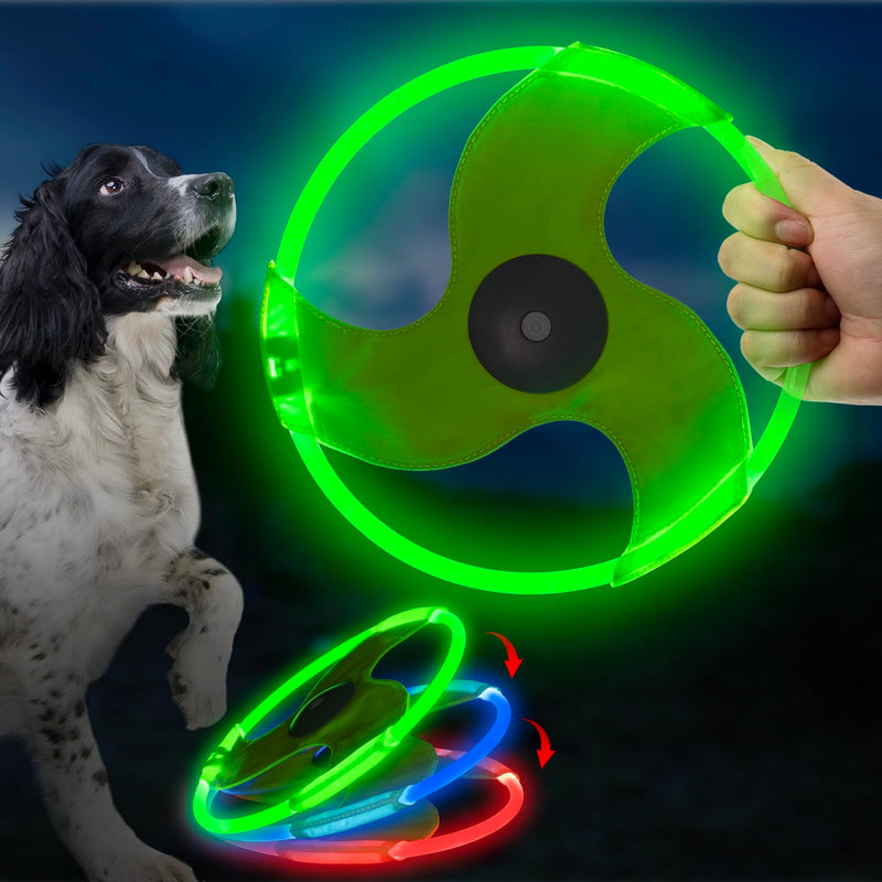 LED Dog Flying Disc, Rechargeable LED Light Dog Flying Disc Flyer Dog Toys, Glow in The Dark Flying Disc Dog Toy with 3 Light Models, Pet Training Throwing Playing for Physical Exercise - BeesActive Australia